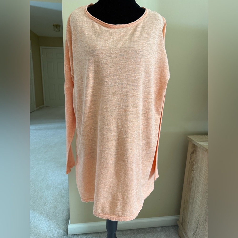 J. Jill Apricot Cotton Knit Long Sleeve Top